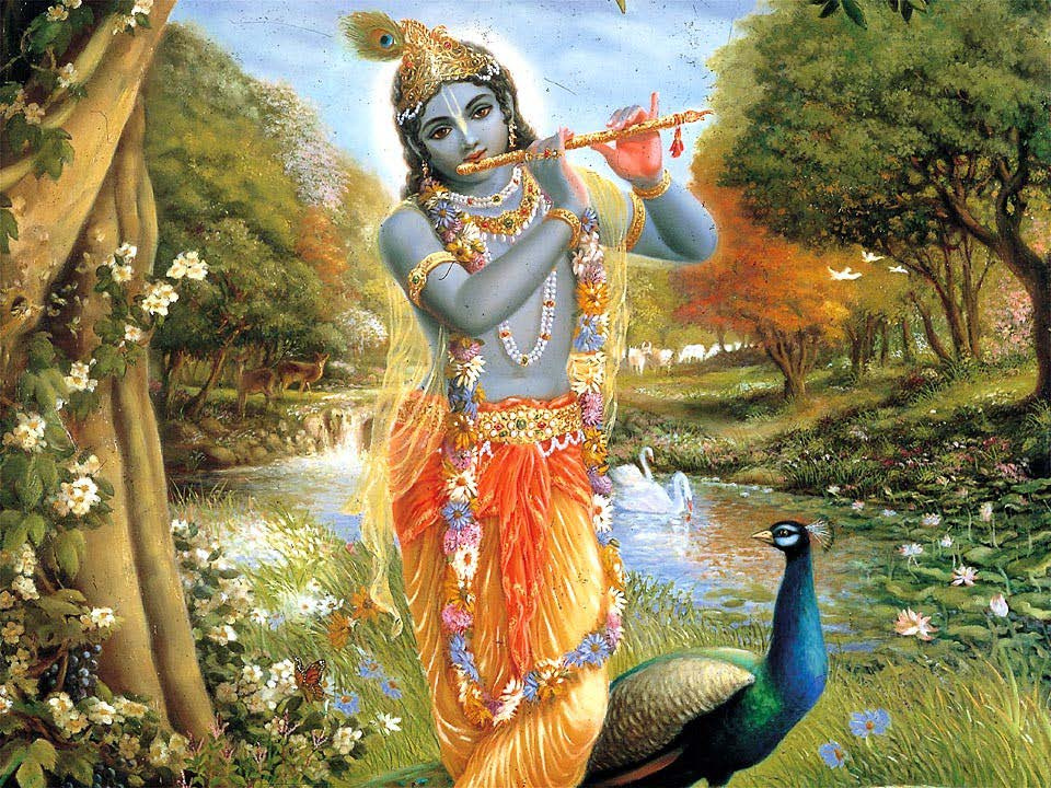 Lord Krishna with a devotee, representing the spiritual lineage